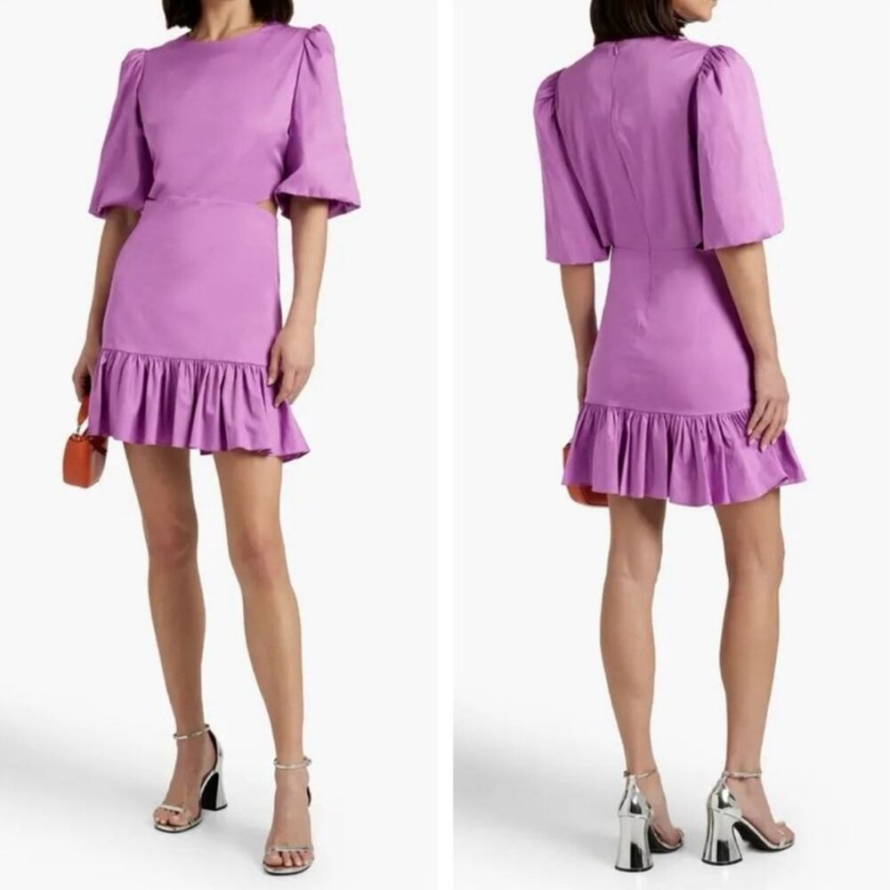 Veronica Beard Lilac Puff-Sleeve Mini Dress
